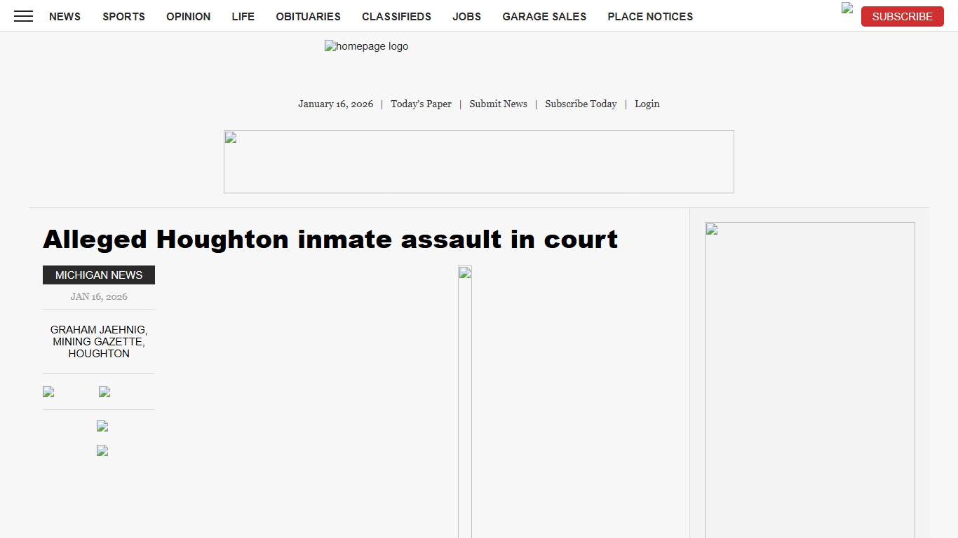 Alleged Houghton inmate assault in court News, Sports, Jobs - Daily Press