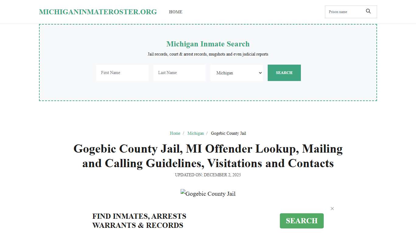 Gogebic County Jail, MI: Inmate Search Options, Visitations, Contacts